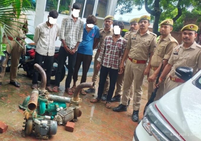 टुल्लू मोटर चोर गिरोह के 4 शातिर और 1 बाल अपचारी गिरफ्तार, चोरी का माल बरामद